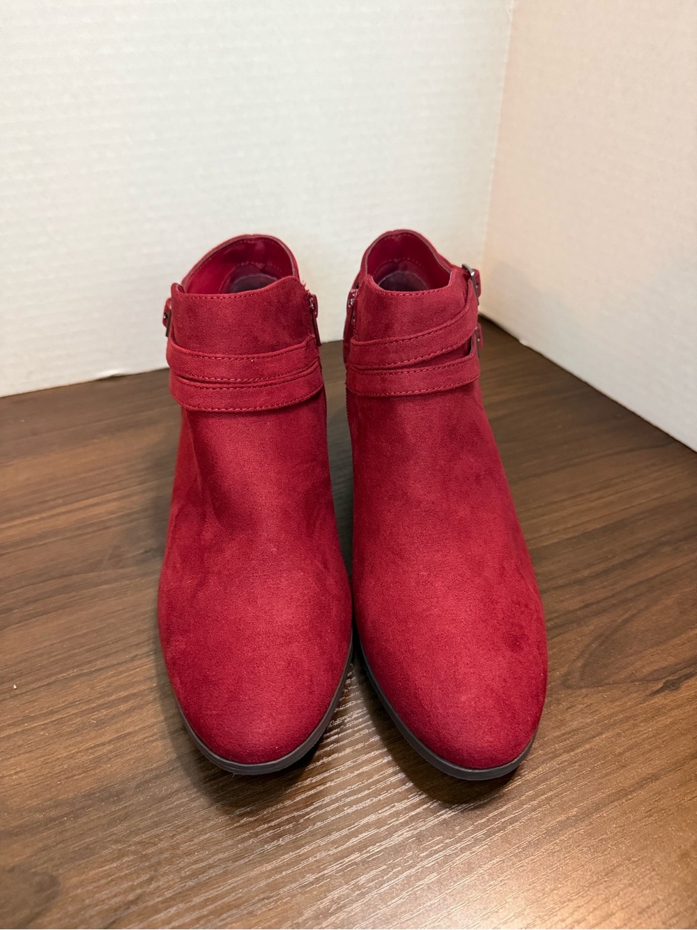 Size 7.5 Style & Co. Red Ankle Booties with Strap Detail